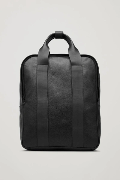 Cos Grained Leather Tote Backpack In Black