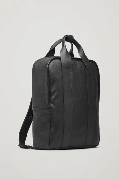 Cos Grained Leather Tote Backpack In Black