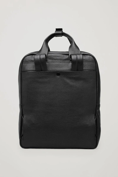 Cos Grained Leather Tote Backpack In Black