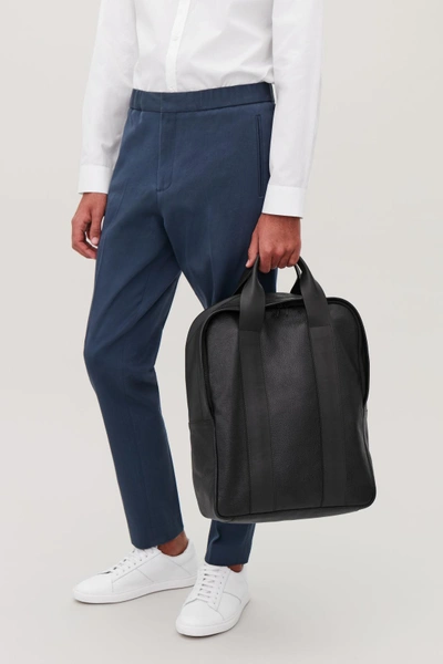 Cos Grained Leather Tote Backpack In Black