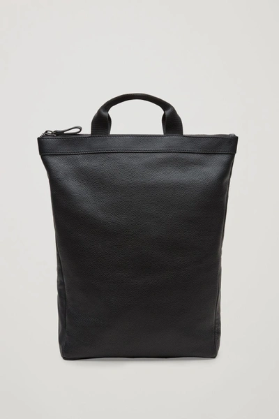 Shop Cos Leather Tote Backpack In Black