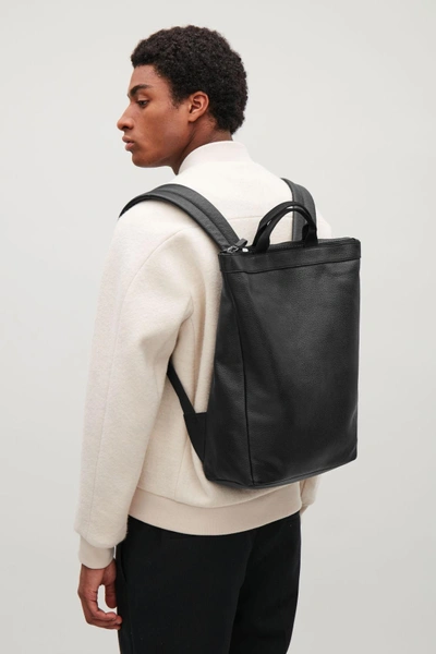 Shop Cos Leather Tote Backpack In Black