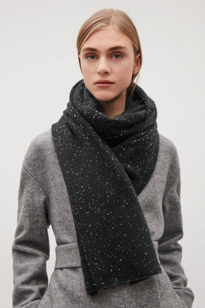Cos Speckled Cashmere Scarf In Black | ModeSens