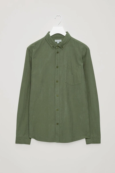Shop Cos Cotton Button-down Shirt In Green