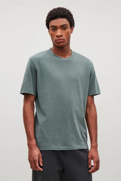 Shop Cos T-shirt With Rib Neck In Green