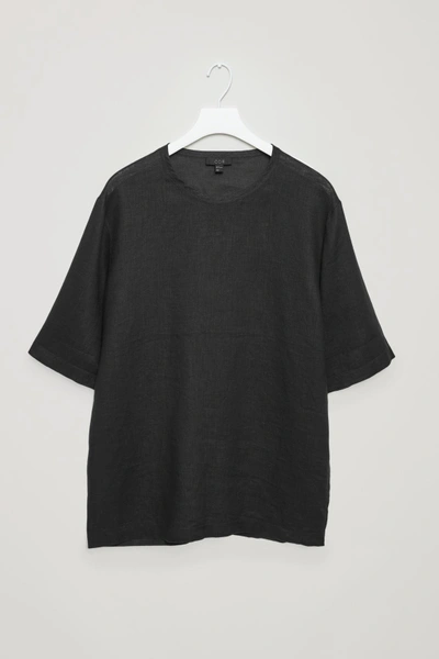Shop Cos Relaxed-fit Hemp T-shirt In Black