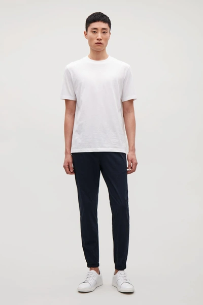 Shop Cos Rib-neck Brushed-cotton T-shirt In White