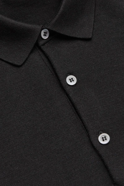 Shop Cos Short-sleeved Knitted Polo In Black