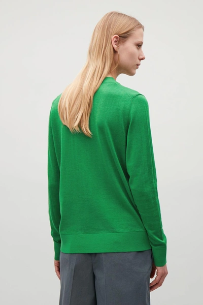 Shop Cos Cotton-silk Knit Cardigan In Green