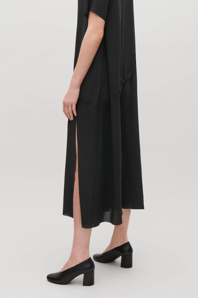 Shop Cos Layered V-neck Chiffon Dress In Black