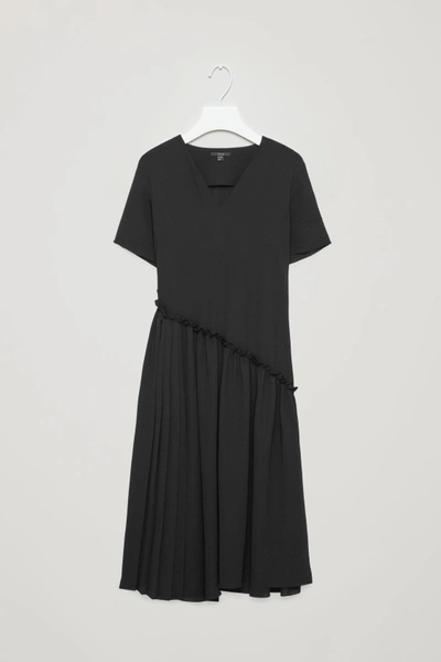 Shop Cos Layered V-neck Chiffon Dress In Black