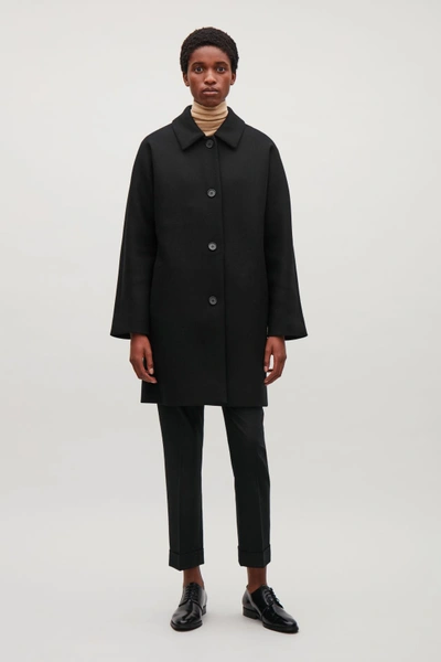 Shop Cos Single-breasted Wool Coat In Black