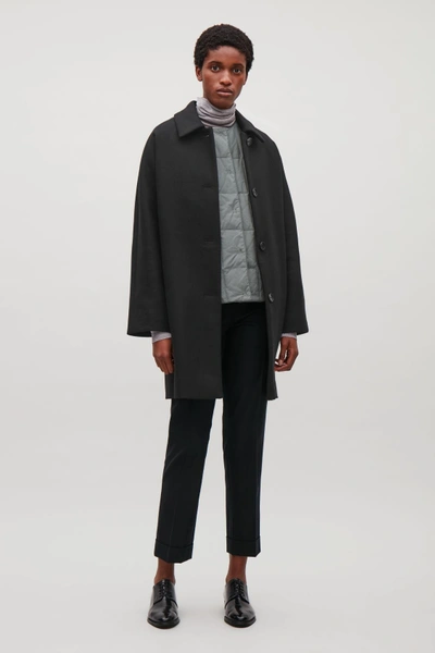 Single breasted Wool Coat In Black