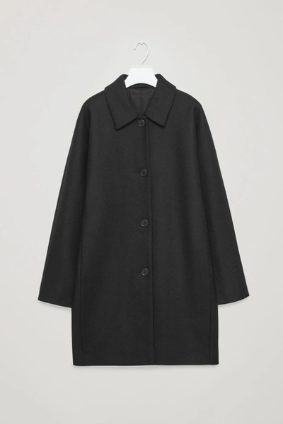 Shop Cos Single-breasted Wool Coat In Black