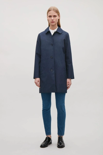 Shop Cos Rounded Collar Coat In Blue
