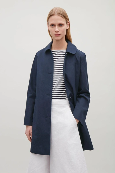 Shop Cos Rounded Collar Coat In Blue
