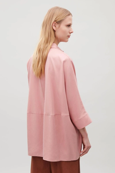 Shop Cos Draped Wide-fit Shirt In Pink