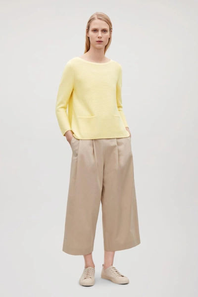 Shop Cos A-line Cotton Knitted Top In Yellow