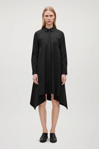 Shop Cos Handkerchief-hem Shirt Dress In Black