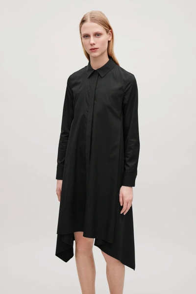 Shop Cos Handkerchief-hem Shirt Dress In Black