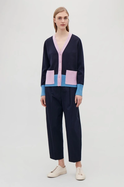 Shop Cos Colour-block Cardigan In Blue