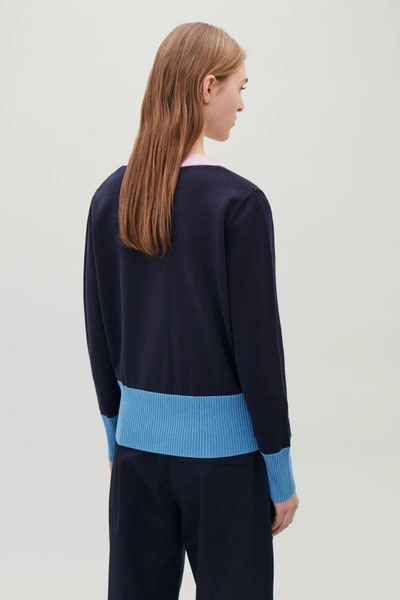 Shop Cos Colour-block Cardigan In Blue