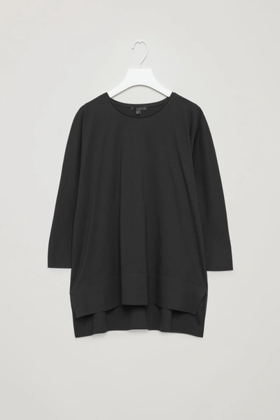 Cos Jersey Top With Bonded Details In Black | ModeSens