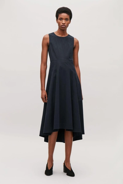 Shop Cos Waisted Dress With Pleats In Blue