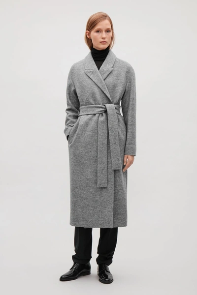 Cos Belted Wool Coat In Grey | ModeSens