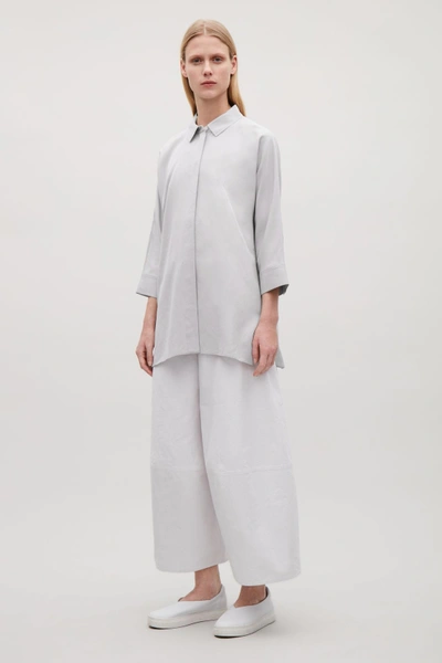 Shop Cos Draped Wide-fit Shirt In Grey