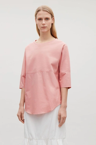 Shop Cos Sweatshirt With Shirt Hem In Pink