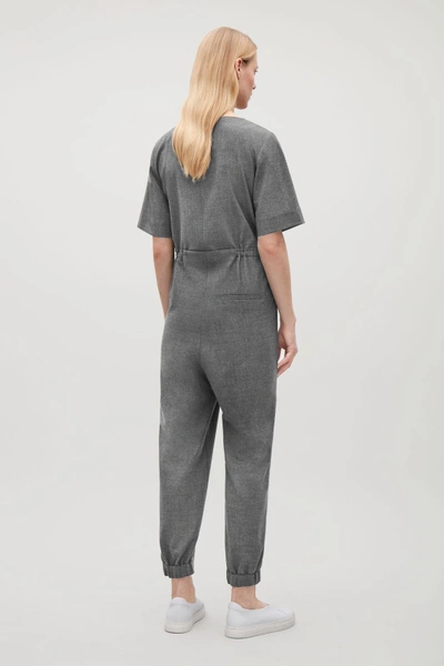 Shop Cos Wool Jumpsuit With Grosgrain Drawstring In Grey