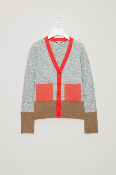 Shop Cos Colour-block Cardigan With Pockets In Red