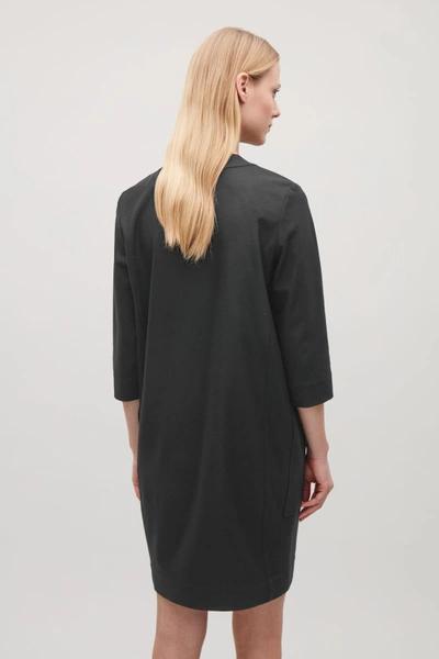 Shop Cos Topstitched Cocoon Wool Dress In Black