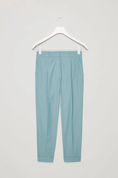 Shop Cos Technical Pleated Trousers In Turquoise