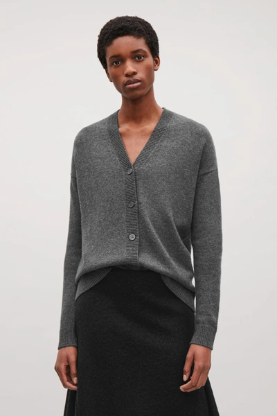 Shop Cos Relaxed Cashmere Cardigan In Grey