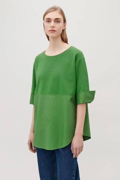 Shop Cos Sweatshirt With Shirt Hem In Green