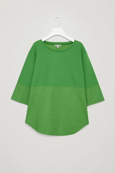 Shop Cos Sweatshirt With Shirt Hem In Green