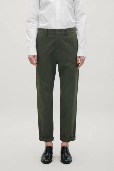 Shop Cos Relaxed Twill Chinos In Green