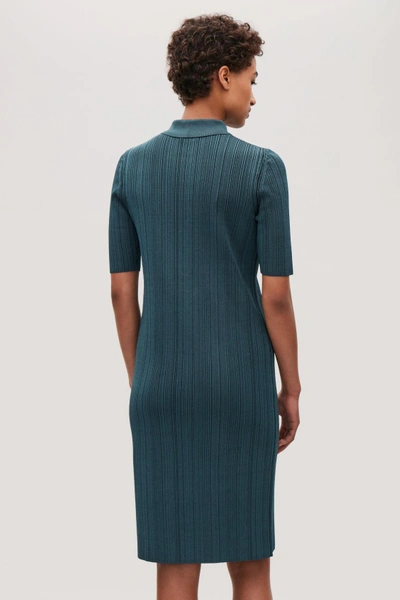Shop Cos Ribbed Polo Dress In Blue