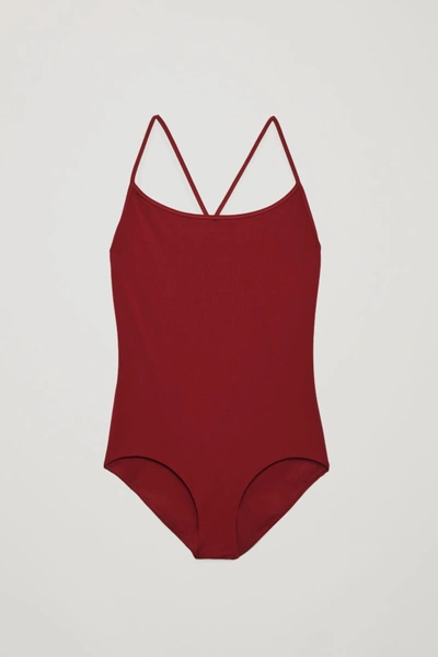 Shop Cos Crossover Swimsuit In Red