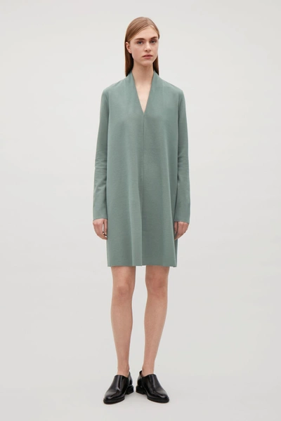 Cos V-neck Jersey Dress In Green | ModeSens
