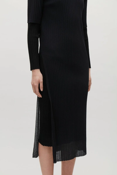 Shop Cos Layered Sheer Knit Dress In Blue