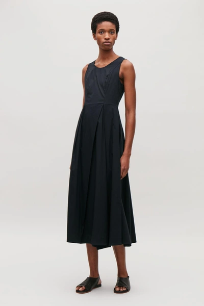 Shop Cos Flared Sleeveless Dress In Black