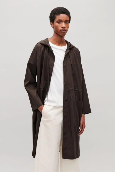 Shop Cos Functional Hooded Poplin Mac In Brown