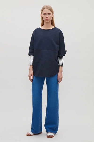 Shop Cos Sweatshirt With Shirt Hem In Blue