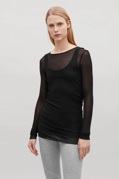 Shop Cos Sheer Silk Vest In Black