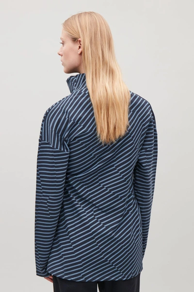 Shop Cos Striped Top With Draped Neck In Blue