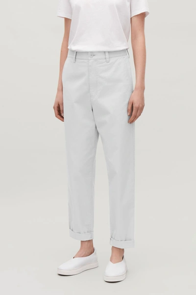 Shop Cos Relaxed Twill Chinos In Grey