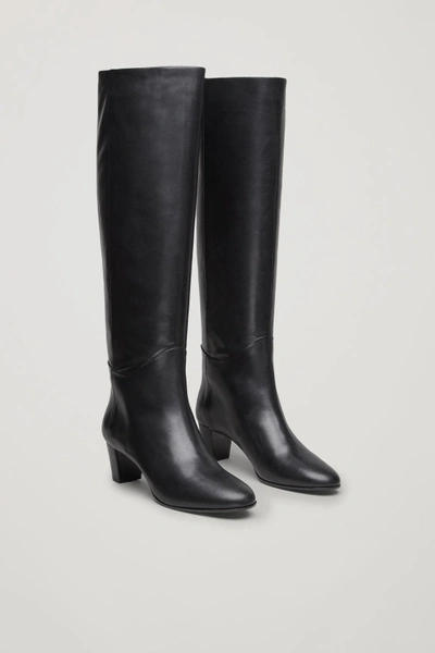 Shop Cos Knee-high Leather Boots In Black